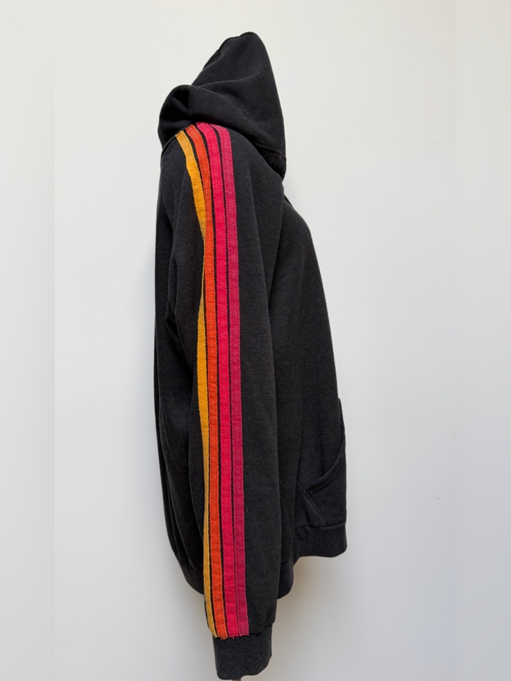 Aviator Nation Zip Up Hoodie Black w/ 4 Stripe on Sleeves - XXL - Soft and Cozy! - Picture 6 of 12